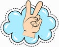 Hand gesture like letter V symbolizing Peace. Gesture in form of two fingers raised up. Victory hand Royalty Free Stock Photo