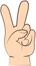 Hand gesture like letter V symbolizing Peace. Gesture in form of two fingers raised up. Victory hand Royalty Free Stock Photo