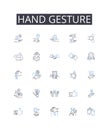 Hand gesture line icons collection. Wham!, Comic, Colorful, Pop, Retro, Icons, Whimsical vector and linear illustration