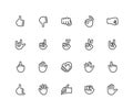 Hand gesture linear icons set. Point out, cool, approve, hello, heavy metal, thumbs up, fist, direction point symbols