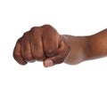 Hand gesture, man clenched fist, ready to punch