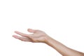 Hand gesture open up seem like a holding something empty isolated on white background Royalty Free Stock Photo