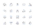 Hand gesture outline icons collection. gesticulating, waving, pointing, beckoning, signaling, clapping, shaking vector