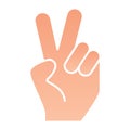 Hand gesture peace flat icon. Hand with two fingers up vector illustration isolated on white. Peace sign gradient style