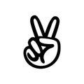 Hand gesture peace sign. Two finger or victory symbol isolated on white background. Vector EPS 10 Royalty Free Stock Photo