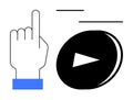 Hand Gesture and Play Button Indicating Media Control in Minimalist Graphic Design Royalty Free Stock Photo
