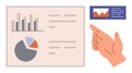 Hand Gesture Pointing at Data Visualization with Graphs, Charts, and Analytics Display Royalty Free Stock Photo