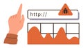 Alert for Website Security Risk with Malware Warning and Data Analytics Chart Royalty Free Stock Photo