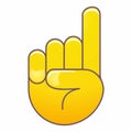 Hand gesture. Pointing up finger. Hand gesture with a raised index finger on a white background.