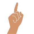 Hand gesture with a raised index finger