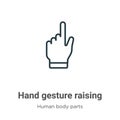 Hand gesture raising the index finger outline vector icon. Thin line black hand gesture raising the index finger icon, flat vector Royalty Free Stock Photo