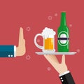 Hand gesture rejection a glass of beer Royalty Free Stock Photo