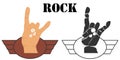 Hand gesture rock. Hand sign rock