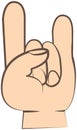 Hand gesture, wrist with fingers with sign horns, in form of index finger and little finger