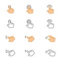 Hand gesture on screen icon set Royalty Free Stock Photo