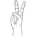 Hand gesture sketch Peace symbol. Royalty Free Stock Photo