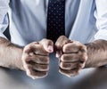 Hand gesture, symbol of courage, power, conviction, union or impatience Royalty Free Stock Photo