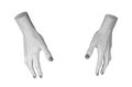Hand gesture symbolizing virtual interaction, both hands outstretched, reaching into empty space,
