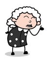 Hand Gesture While Talking - Old Cartoon Granny Vector Illustration Royalty Free Stock Photo