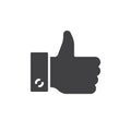 Hand gesture thumbs up icon vector, filled flat sign, solid pictogram isolated on white.