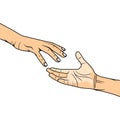 hand gesture to help pull up vector illustration