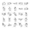 Hand gesture outline vector illustration icon collection set.
