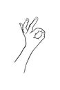 Hand gesture Vector sketch. Body language concept. Hand sign Okey - interactive communication set. Hand in different Royalty Free Stock Photo