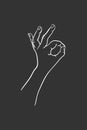 Hand gesture Vector sketch. Body language concept. Hand sign Okey - interactive communication set. Hand in different Royalty Free Stock Photo