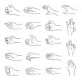 Hand gestures contour sketch ector set