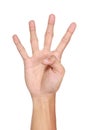 Hand gestures counting four, isolated