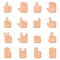 Hand gestures flat signs