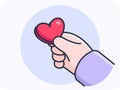 Hand gestures, give love, share love, little hearts, vector design and isolated background.