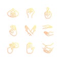 Hand gestures gradient linear vector icons set Royalty Free Stock Photo