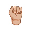 Hand gestures, great design for any purposes. Fist male. Gesture line icon. Human vector gestures. White background.