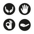 Hand gestures icons set