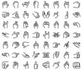 Hand gestures icons set, outline style Royalty Free Stock Photo