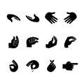 Hand gestures icons set silhouette style Royalty Free Stock Photo