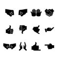 Hand gestures icons set silhouette style Royalty Free Stock Photo