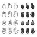 Hand gestures line icons set.