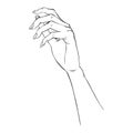 Hand gestures outline vector illustration. Women\'s girl\'s female palm drawing