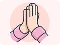 Hand Gestures pay respect both hands close together  It is used for please or thank you prayers. Royalty Free Stock Photo