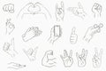 Hand gestures set. Collection of hand-drawn signs. Vector. Royalty Free Stock Photo