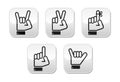 Hand gestures, signals and signs - victory, rock, point buttons