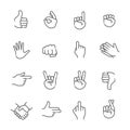 Hand gestures thin line icon set Royalty Free Stock Photo