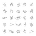 Hand gestures thin line icon set Royalty Free Stock Photo