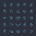 Hand gestures thin line icon set