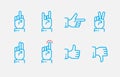Hand gestures thin line icon set. Vector touch screen gestures icons in thin line style Royalty Free Stock Photo