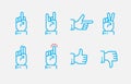 Hand gestures thin line icon set. Vector touch screen gestures icons in thin line style