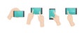 Hand gestures with touchscreen. Turning over, flipping content, increasing scale.