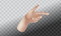 Hand gestures. Vector realistic illustration of a hand pointing with a finger, counting fingers. Palm gesture Royalty Free Stock Photo